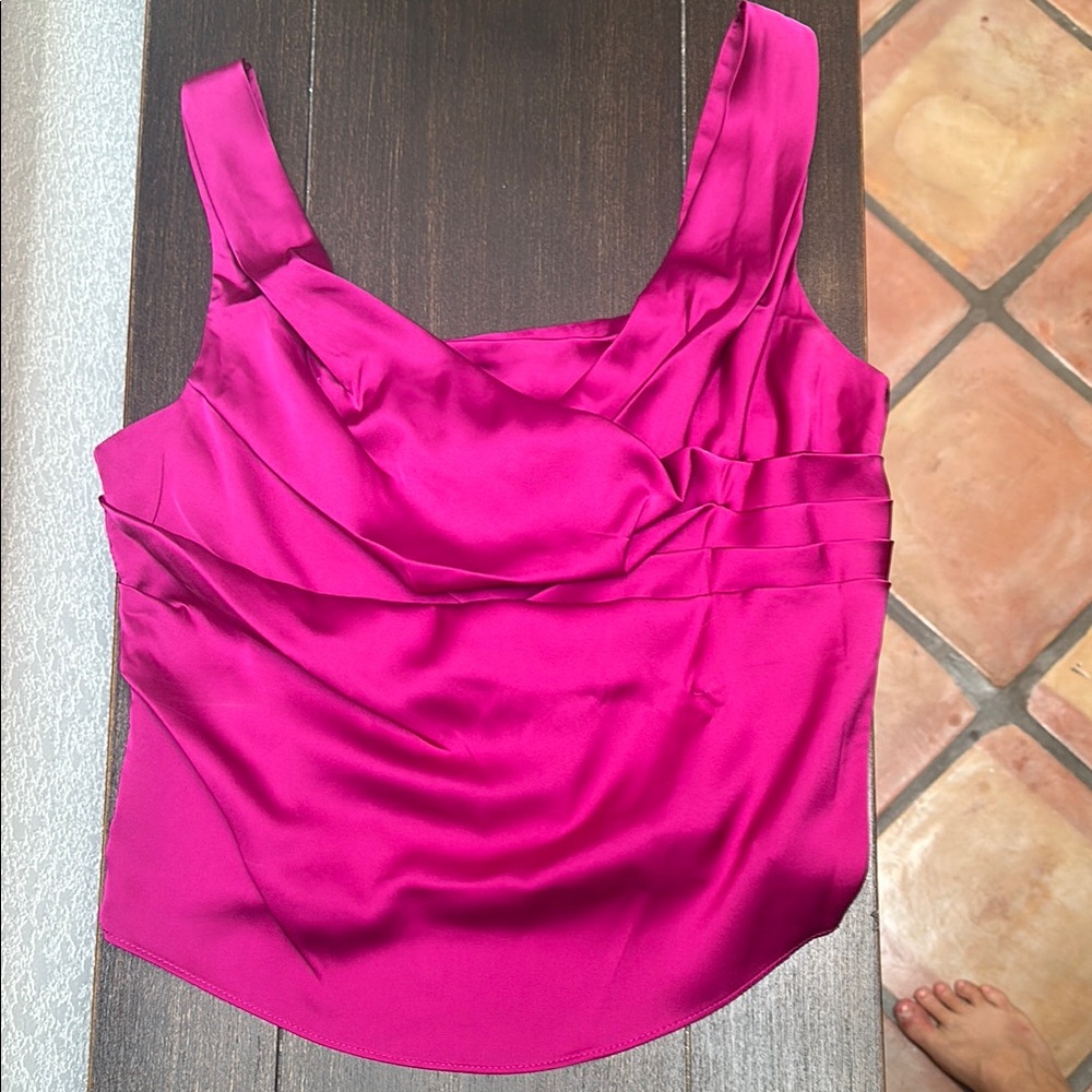 Express Magenta Pink Sleeveless Ruched Bustier Tank